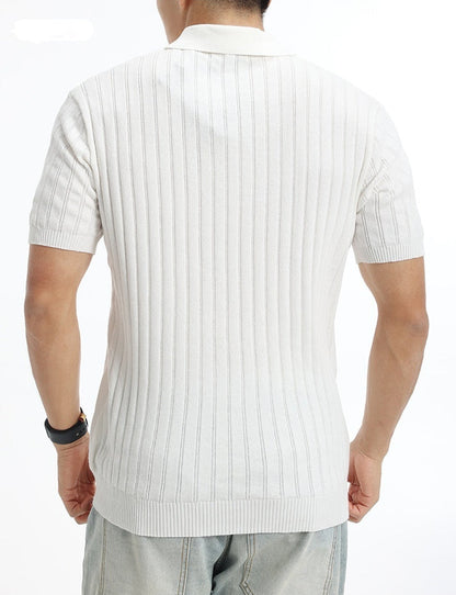 Men's Short Sleeve Knit Polo Shirt Cotton Slim Fit