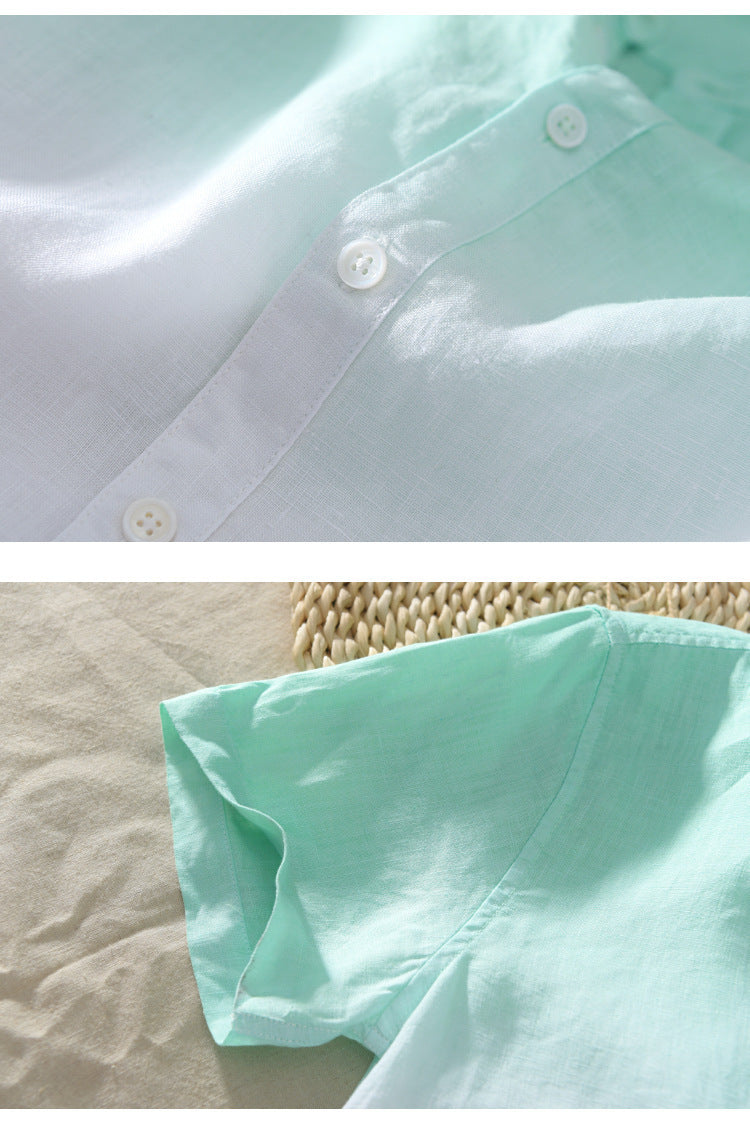 Men's Lightweight Summer Linen Blend Shirt Light Green