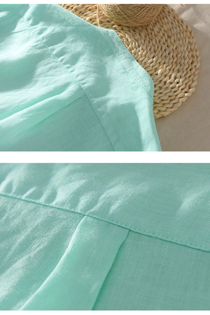 Men's Lightweight Summer Linen Blend Shirt Light Green