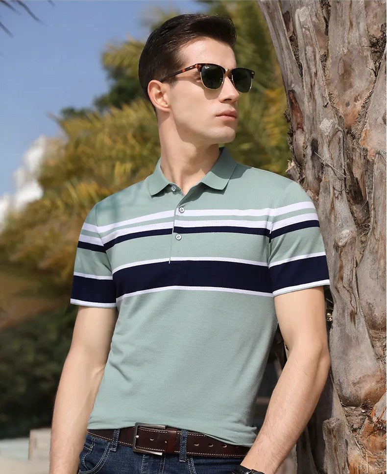 Breathable Men's Cotton Linen Short Sleeve Polo Shirt