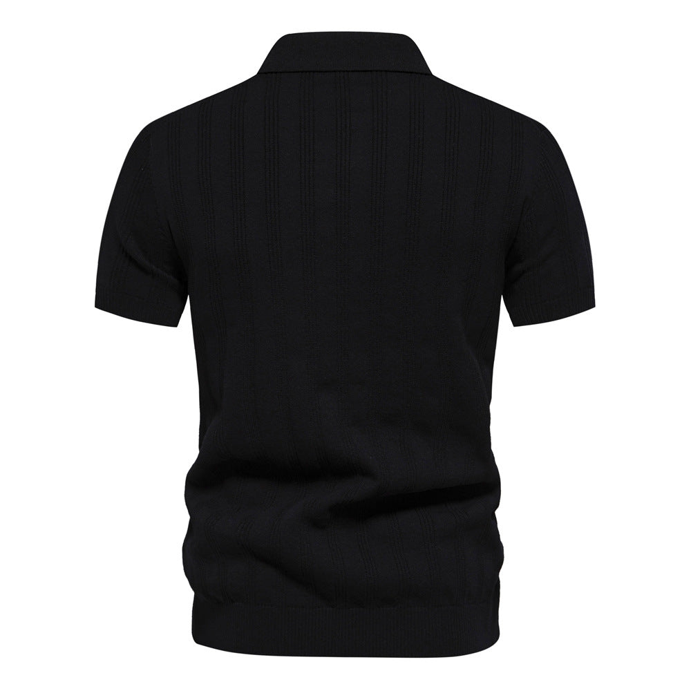 Men's Viscose Zip Polo Shirt – Loose Fit Casual Lapel Top
