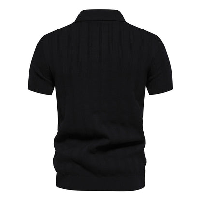 Men's Viscose Zip Polo Shirt – Loose Fit Casual Lapel Top