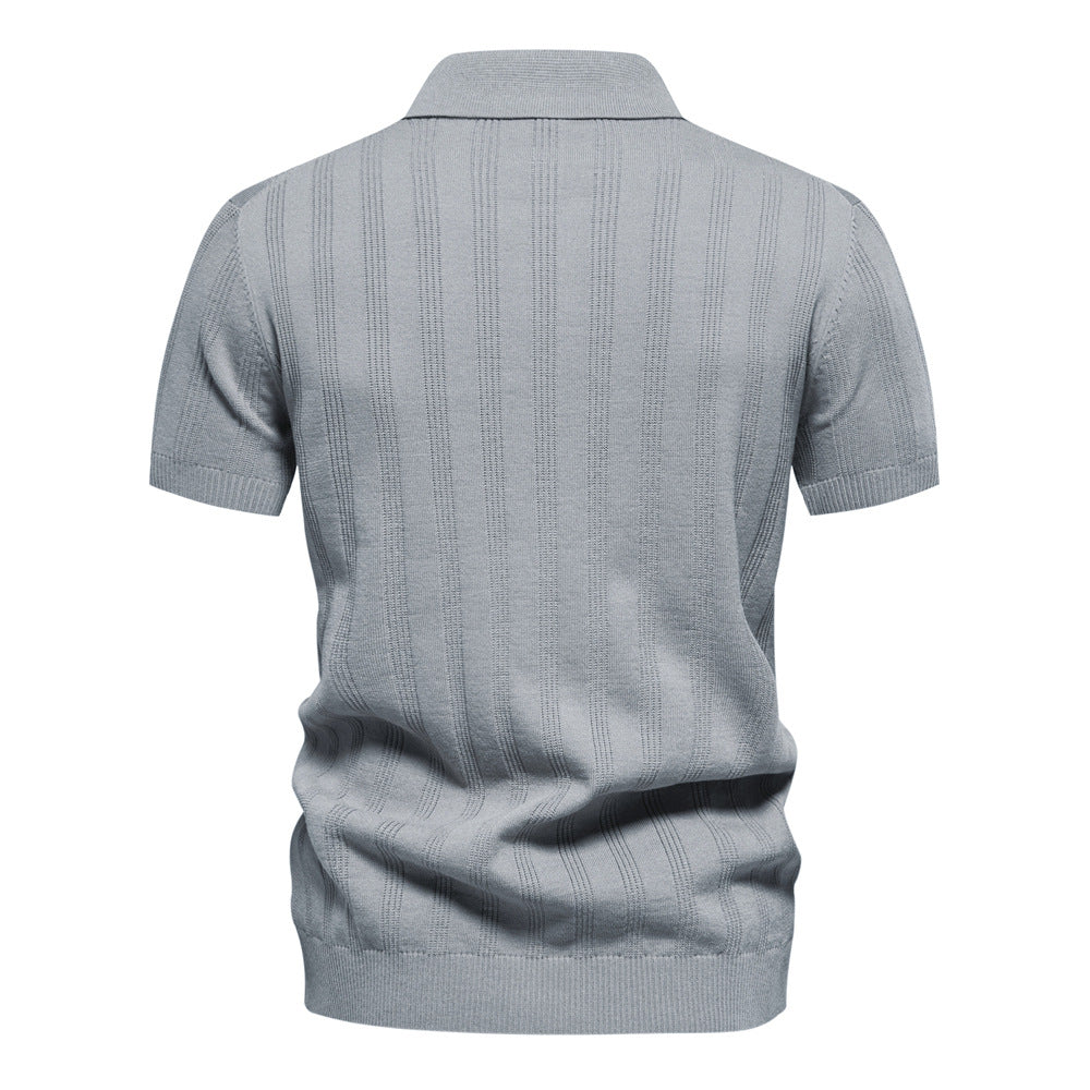 Men's Viscose Zip Polo Shirt – Loose Fit Casual Lapel Top