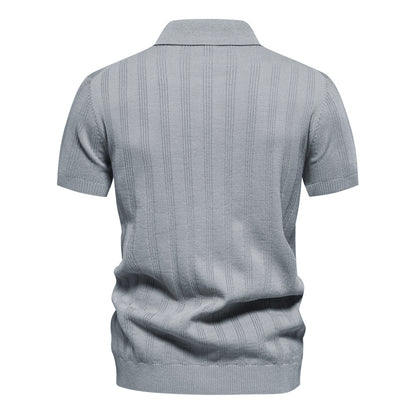 Men's Viscose Zip Polo Shirt – Loose Fit Casual Lapel Top