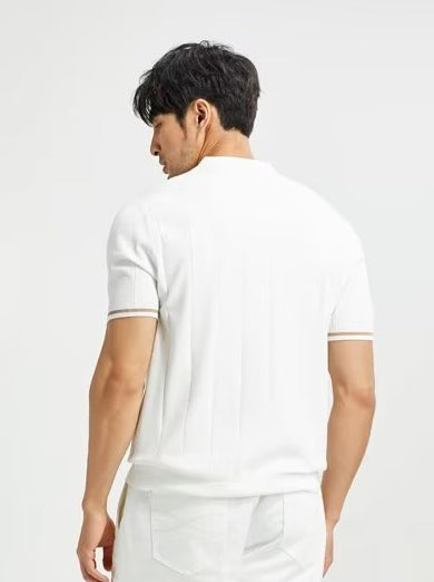 Men's Polo Shirt Wool Quarter Zip Loose Fit Golf