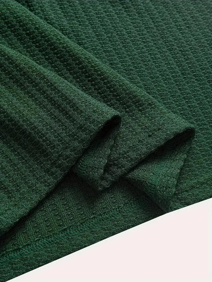 Men's Textured Knit Polo – Breathable Short Sleeve Casual Shirt