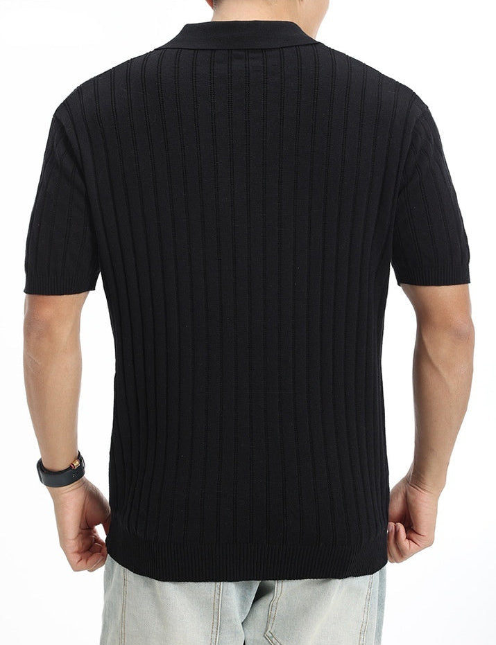 Men's Short Sleeve Knit Polo Shirt Cotton Slim Fit