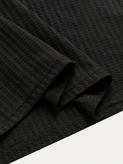 Men's Textured Knit Polo – Breathable Short Sleeve Casual Shirt