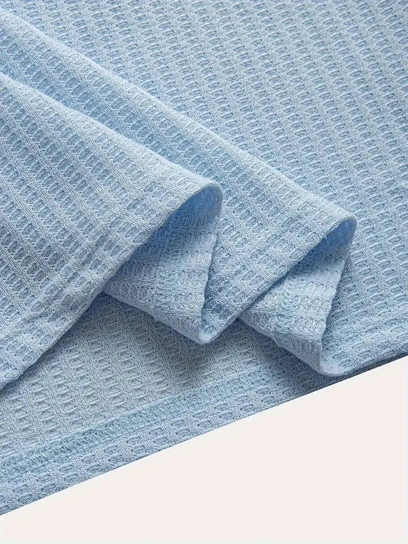 Men's Textured Knit Polo – Breathable Short Sleeve Casual Shirt