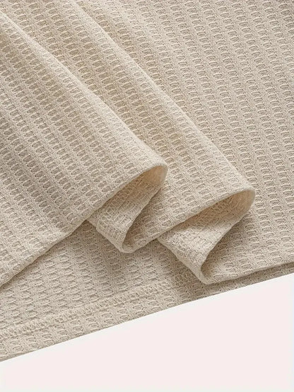 Men's Textured Knit Polo – Breathable Short Sleeve Casual Shirt