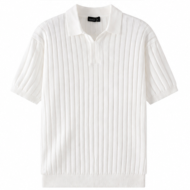Men's Short Sleeve Knit Polo Shirt Cotton Slim Fit