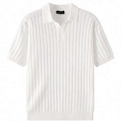 Men's Short Sleeve Knit Polo Shirt Cotton Slim Fit